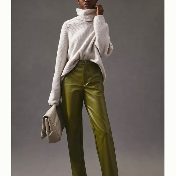 ANTHROPOLOGIE EN SAISON Pants - ANTHROPOLOGIE EN SAISON LANA FAUX LEATHER PANTS SIZE M COLOR OLIVE NWT
